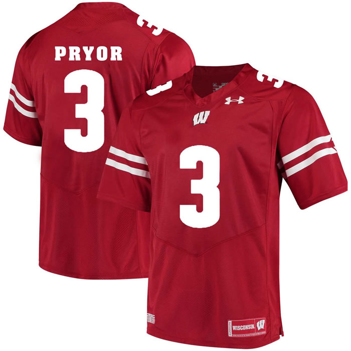 Wisconsin Badgers #3 Kendric Pryor Red College Football Jersey DingZhi